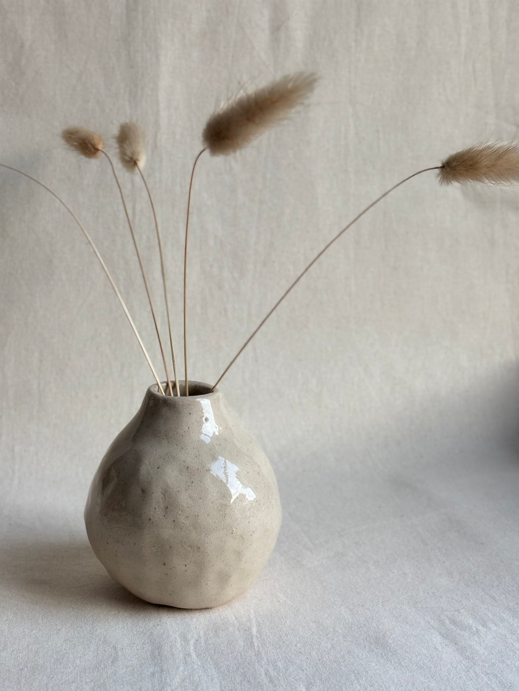 Round stoneware bud vase