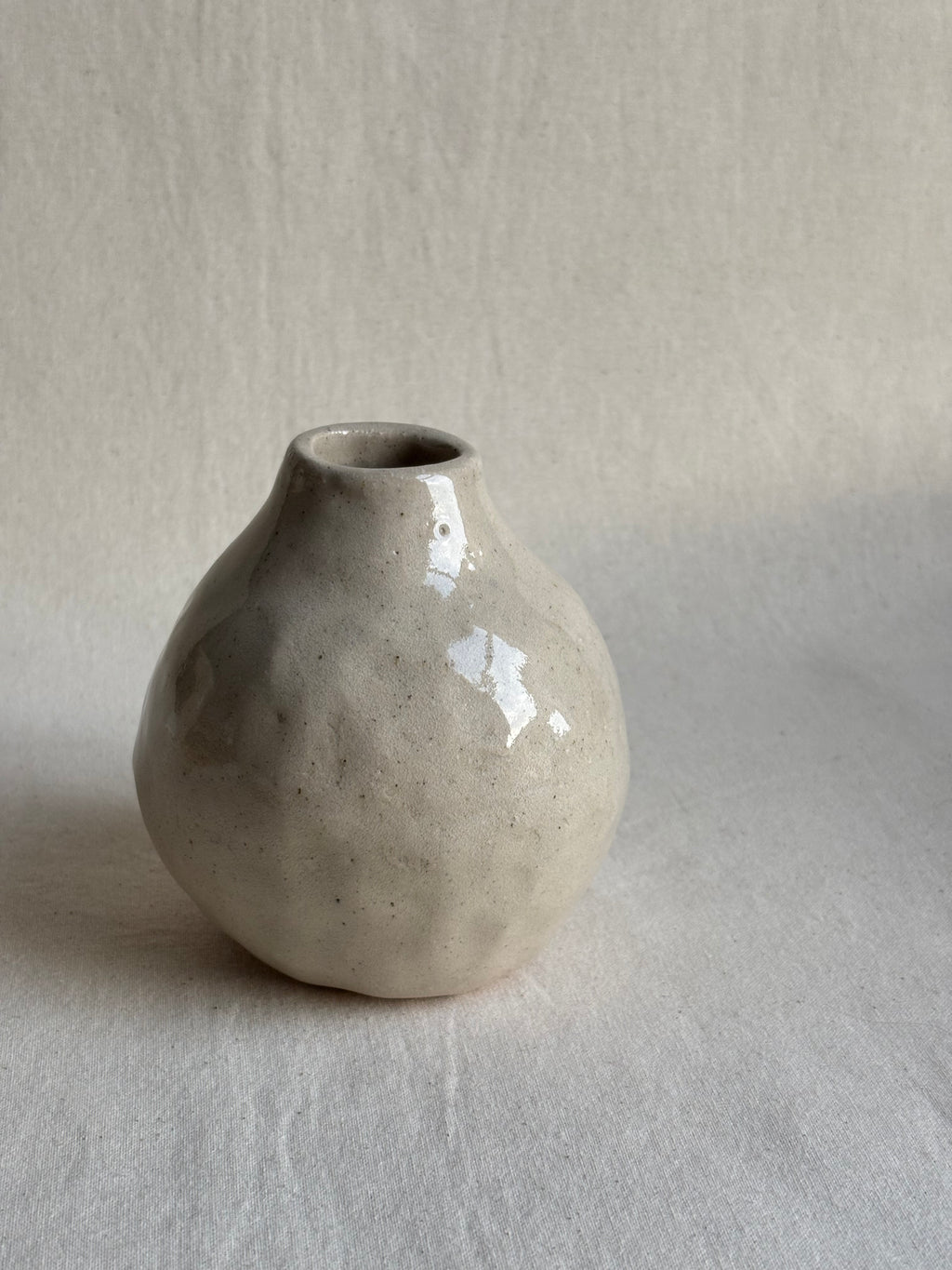 Round stoneware bud vase