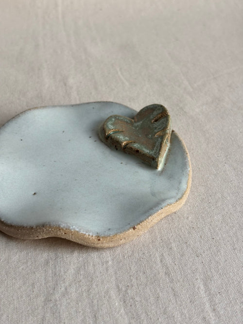 Blue monstera trinket dish