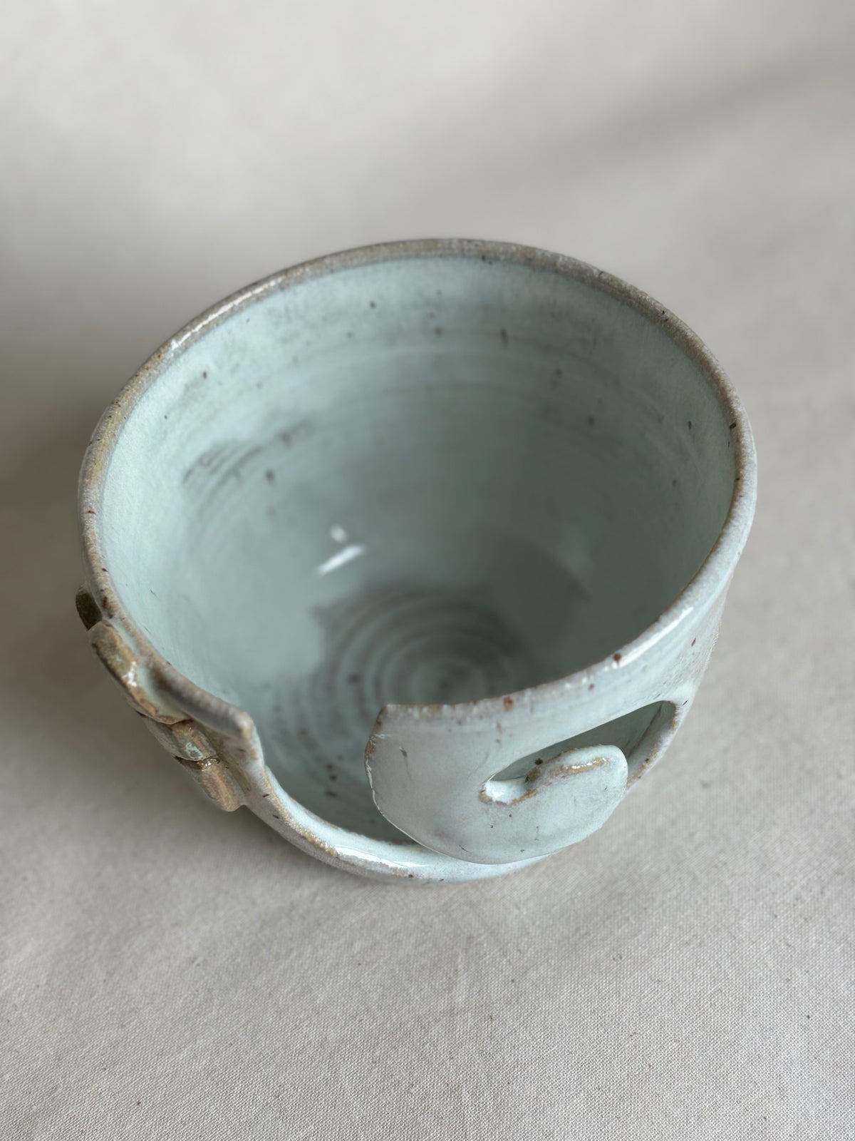 Monstera yarn bowl - blue (second)