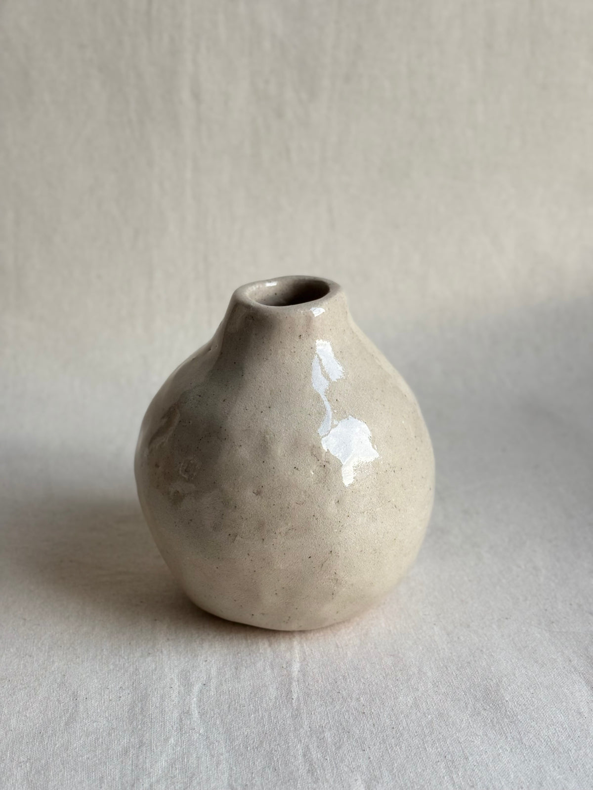 Round stoneware bud vase