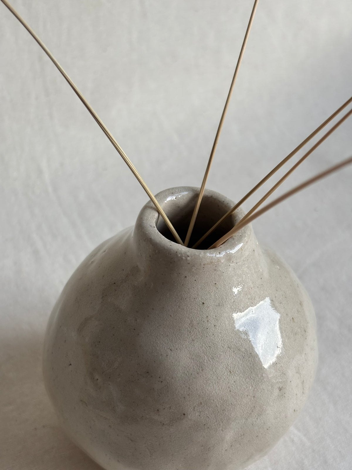 Round stoneware bud vase
