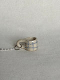 Mini mug keyring - navy grid