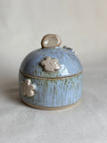 Blue flower lidded trinket jar