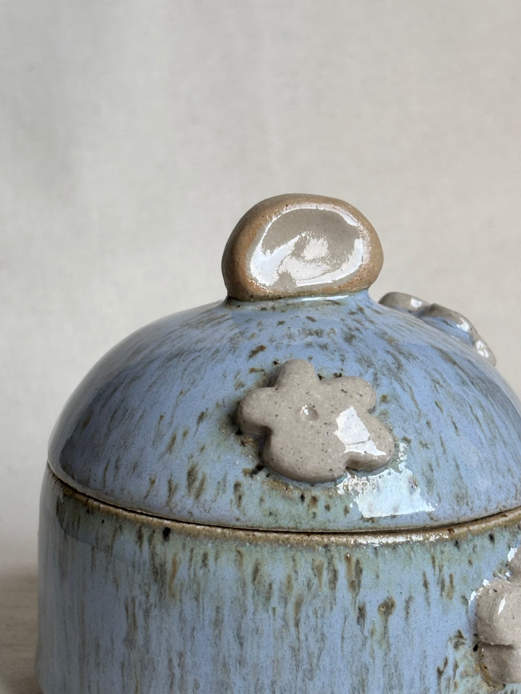 Blue flower lidded trinket jar